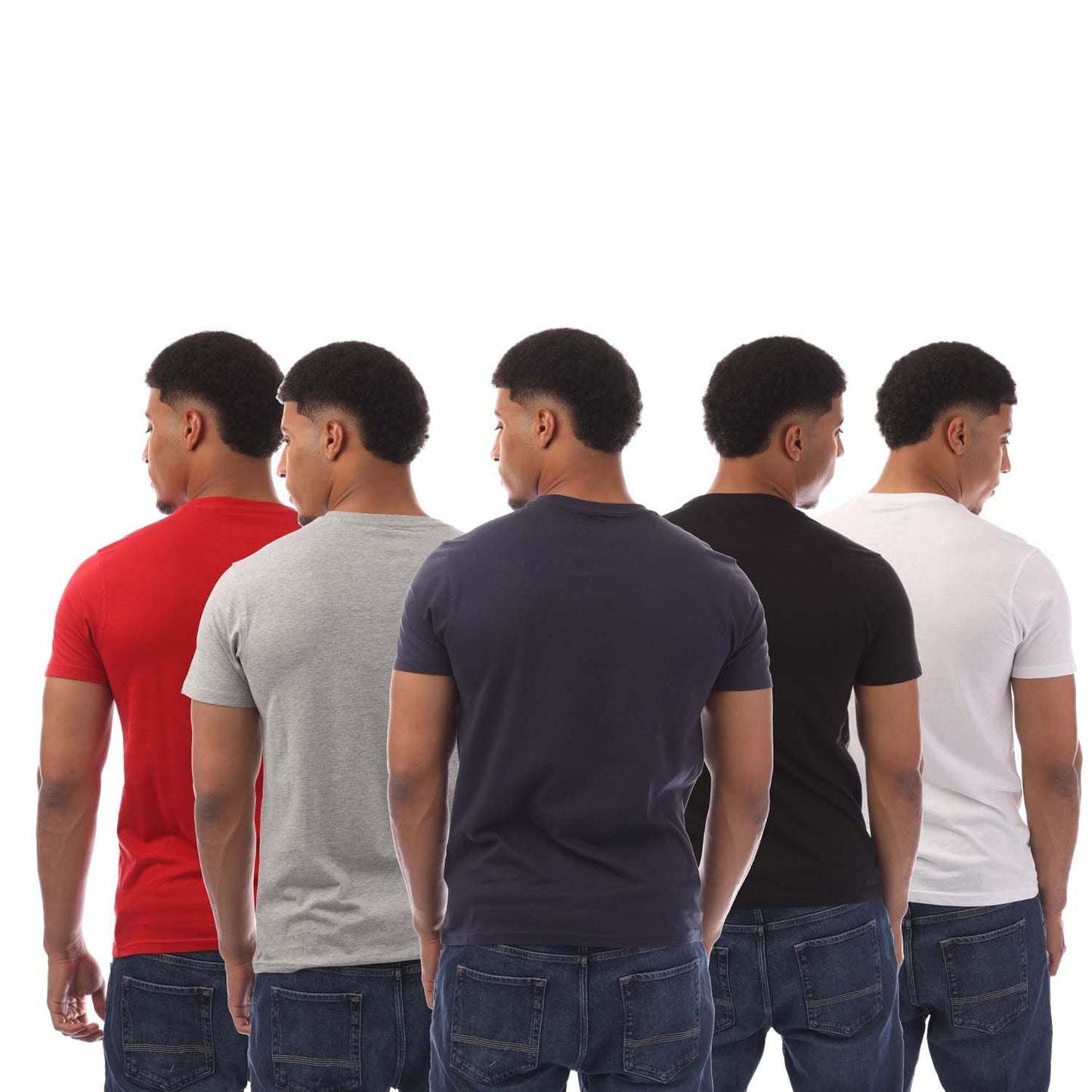 Black-Navy-Red-White - Back - Duck and Cover Mens Belvadier T-Shirt (Pack of 5)
