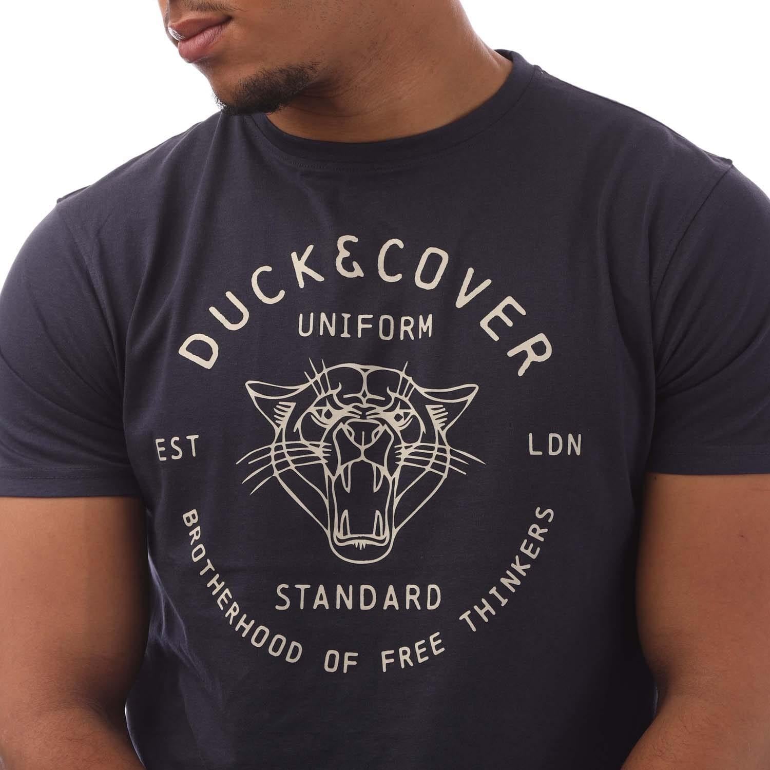 Black-Navy-Red-White - Side - Duck and Cover Mens Belvadier T-Shirt (Pack of 5)