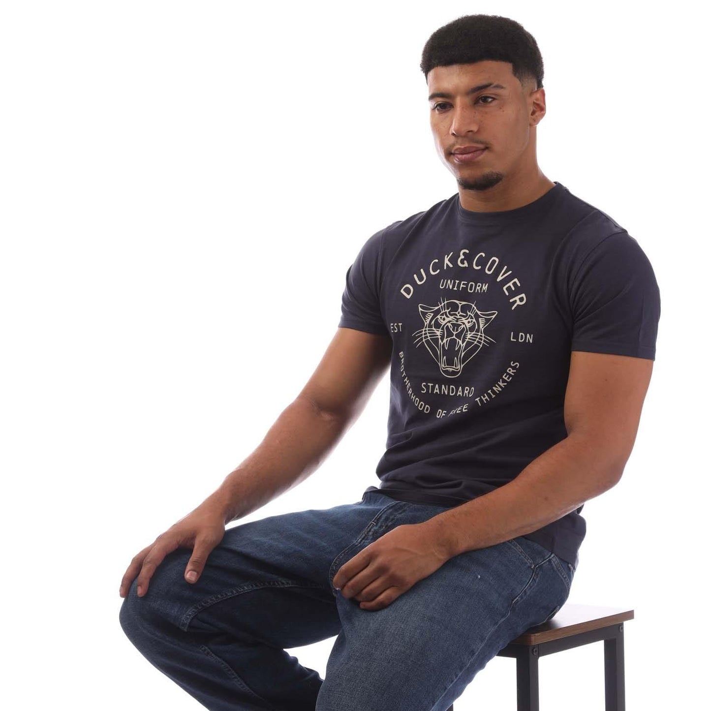Black-Navy-Red-White - Lifestyle - Duck and Cover Mens Belvadier T-Shirt (Pack of 5)