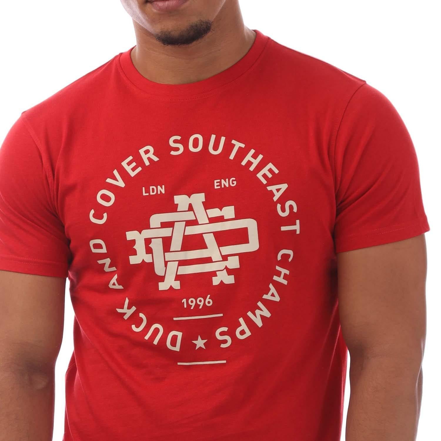 Black-Navy-Red-White - Close up - Duck and Cover Mens Belvadier T-Shirt (Pack of 5)