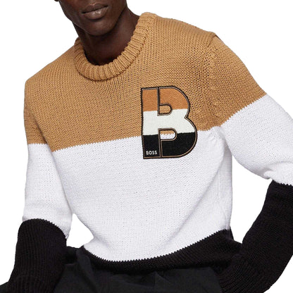 Black-White-Beige - Lifestyle - Boss Mens Egianni Jumper
