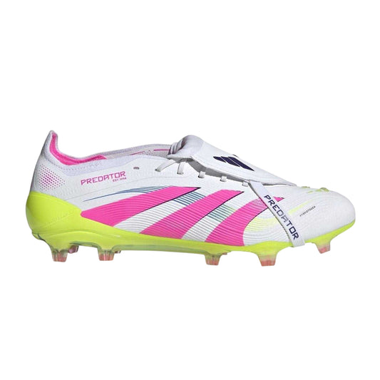 White-Pink - Front - Adidas Mens Predator Elite Fold Over Firm Ground Football Boots