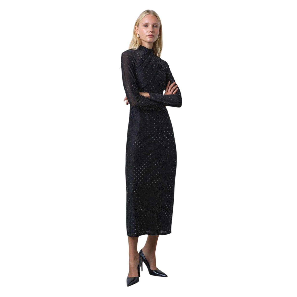 Black - Side - French Connection Womens-Ladies Shosana Polka Dot Bodycon Dress
