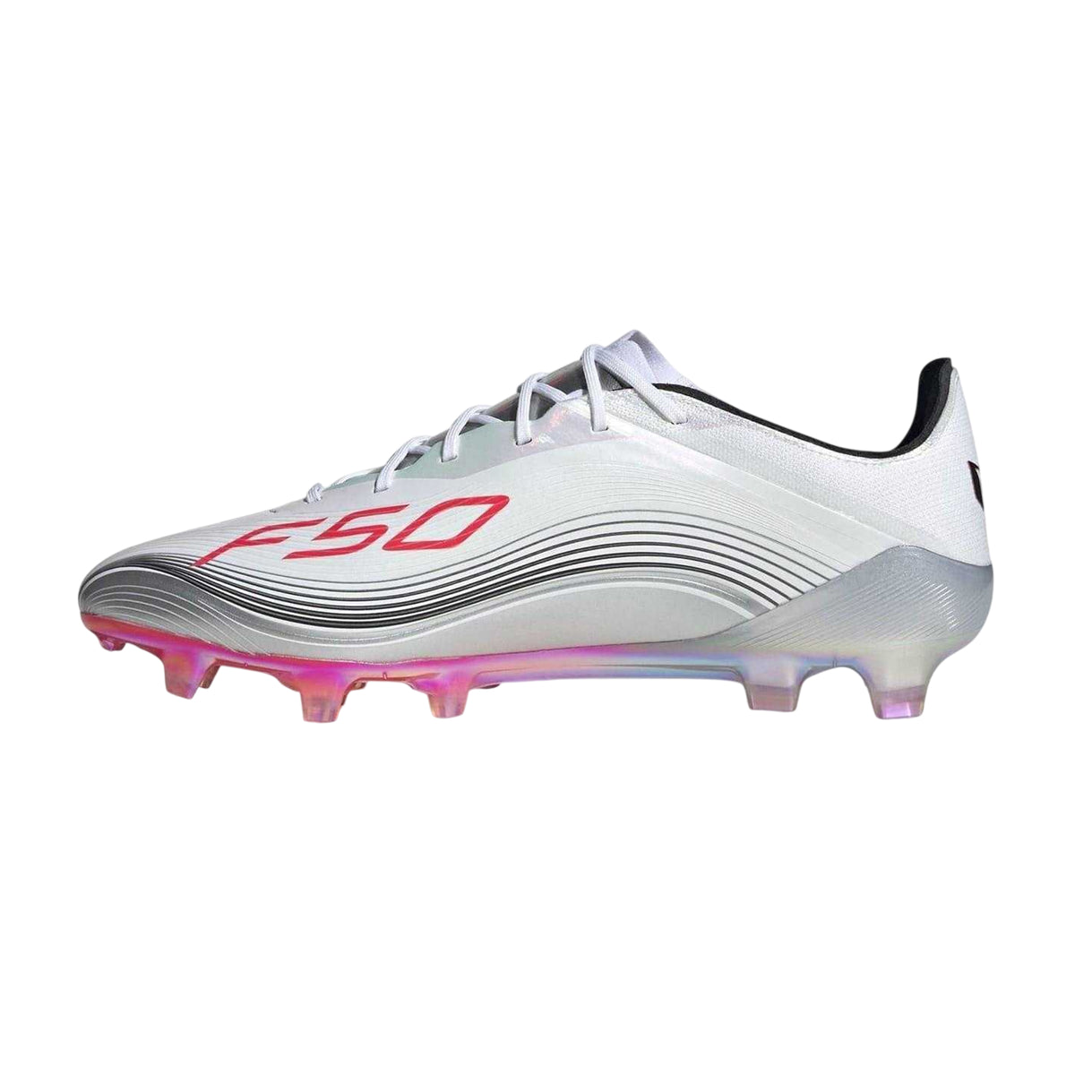 White-Red - Side - Adidas Unisex Adult F50 Elite Firm Ground Football Boots