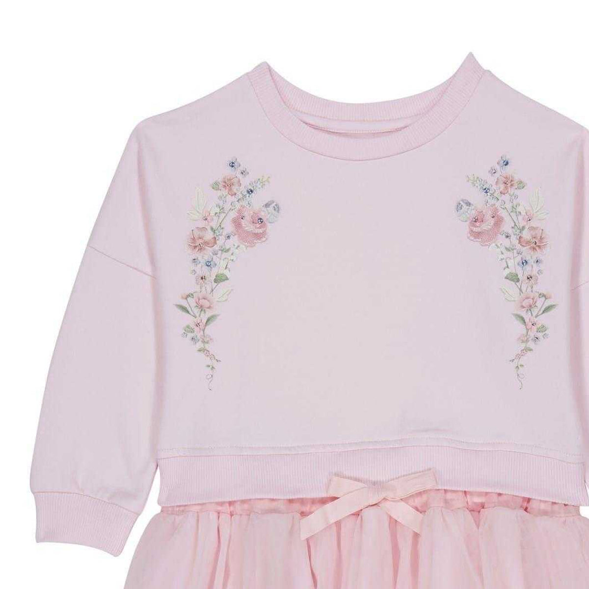 Baby Pink - Side - Lapin House Girls Tulle Sweatshirt Dress
