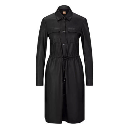 Black - Front - Boss Womens-Ladies Daledy1 Knee Length Long-Sleeved Shirt Dress