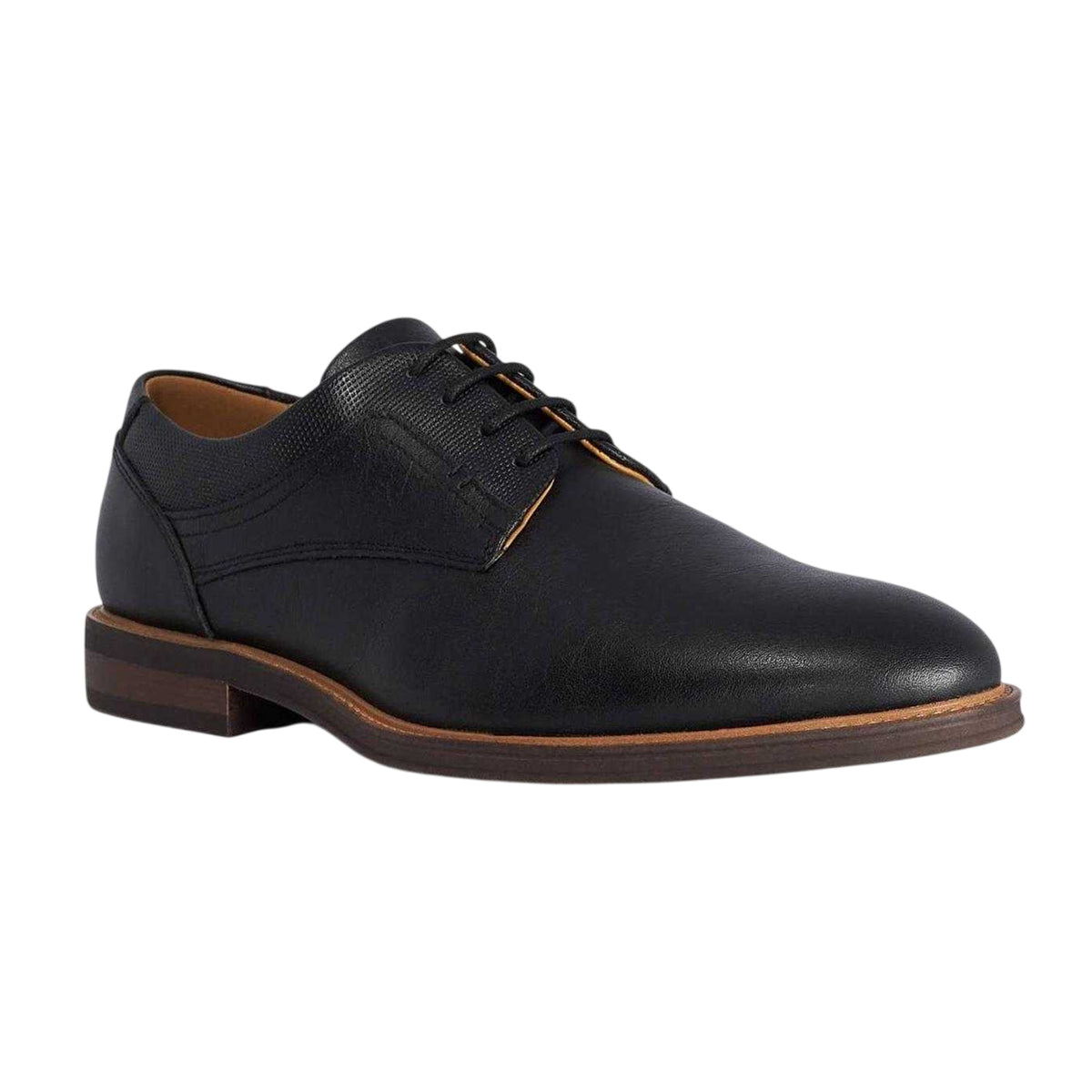 Black - Side - Dune London Mens Sollus Leather Derby Shoes