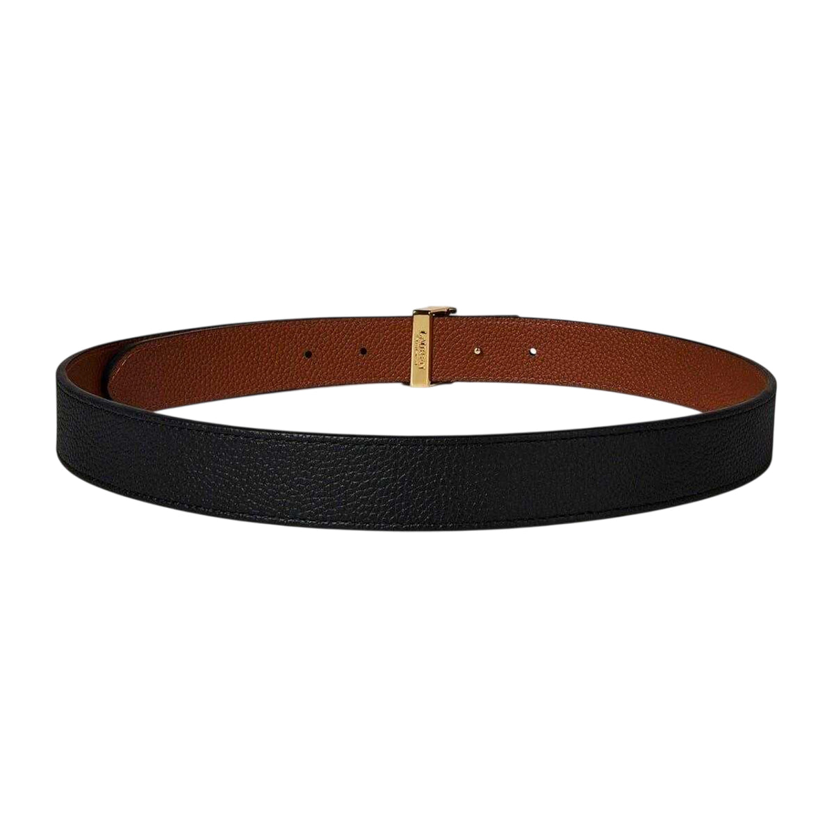 Black-Tan - Back - Ralph Lauren Womens-Ladies Pebbled Leather Reversible Belt