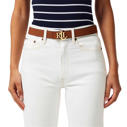 Black-Tan - Lifestyle - Ralph Lauren Womens-Ladies Pebbled Leather Reversible Belt