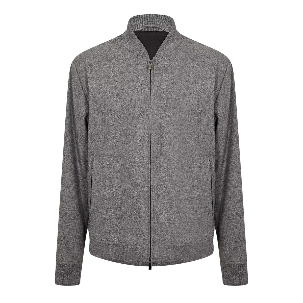 Silver - Front - Boss Mens Patterned Ribbed Cuff Regular Bomber Jacket