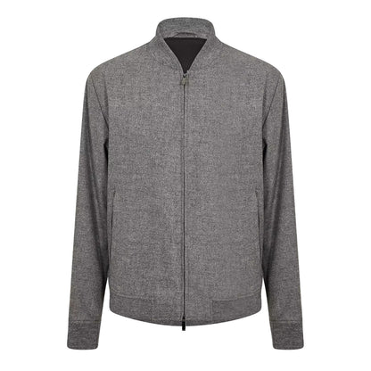 Silver - Front - Boss Mens Patterned Ribbed Cuff Regular Bomber Jacket
