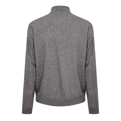 Silver - Back - Boss Mens Patterned Ribbed Cuff Regular Bomber Jacket
