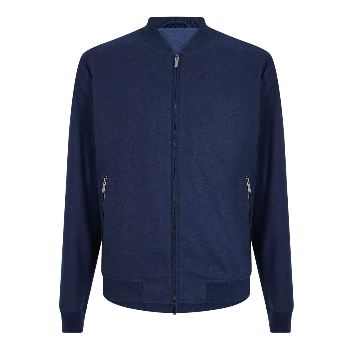 Dark Blue - Front - Boss Mens Patterned Ribbed Cuff Regular Bomber Jacket