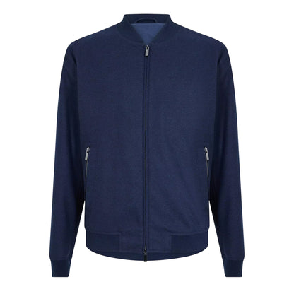 Dark Blue - Front - Boss Mens Patterned Ribbed Cuff Regular Bomber Jacket