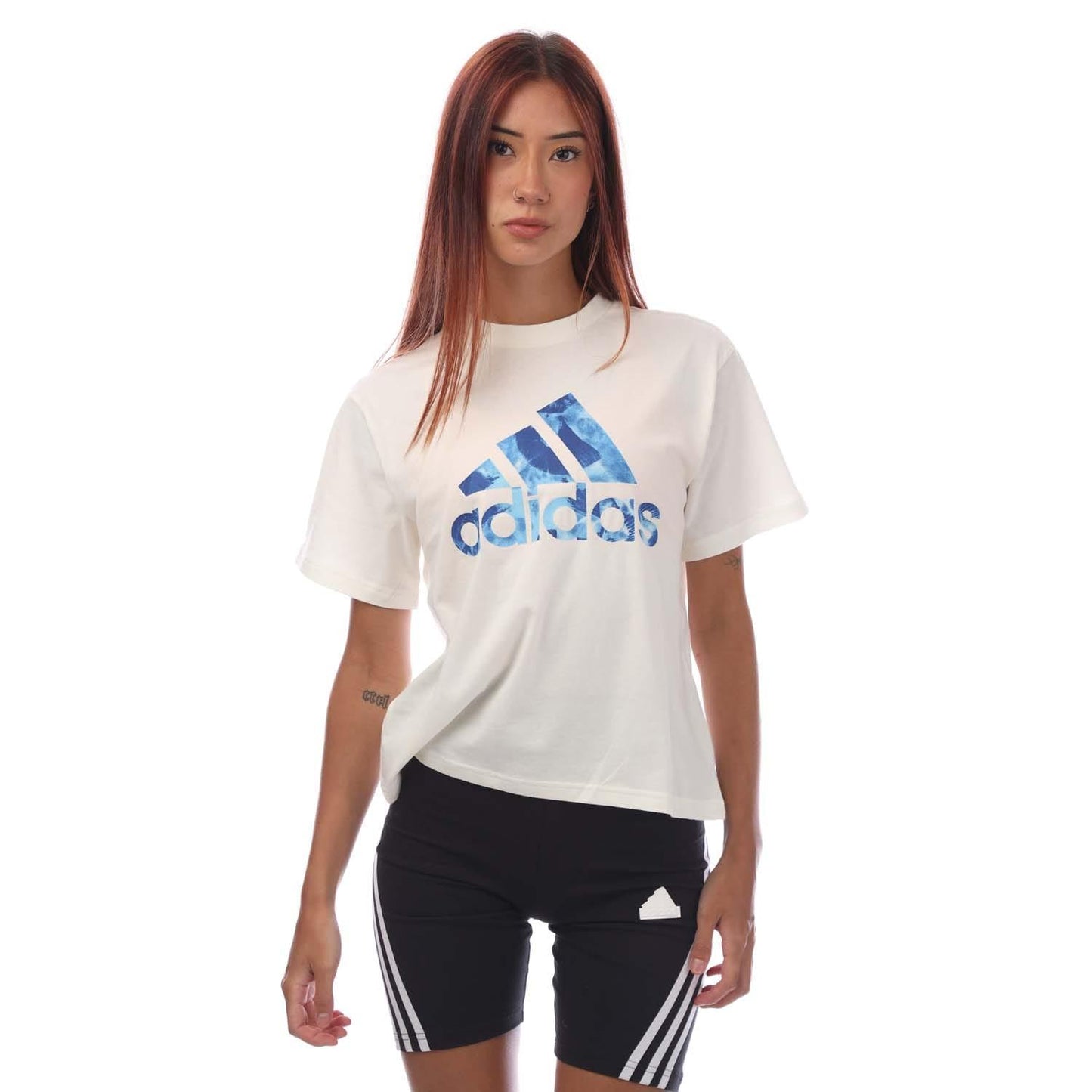 White - Front - Adidas Womens-Ladies Big Logo T-Shirt