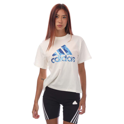 White - Front - Adidas Womens-Ladies Big Logo T-Shirt
