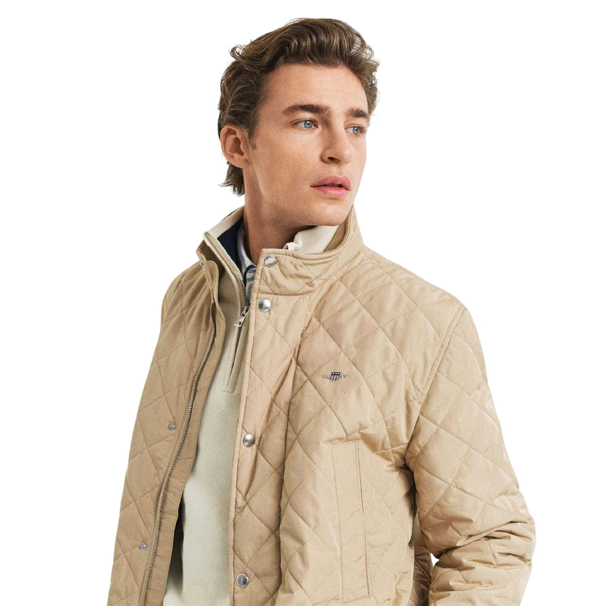 Khaki Tone - Side - Gant Mens Waterproof Regular Jacket
