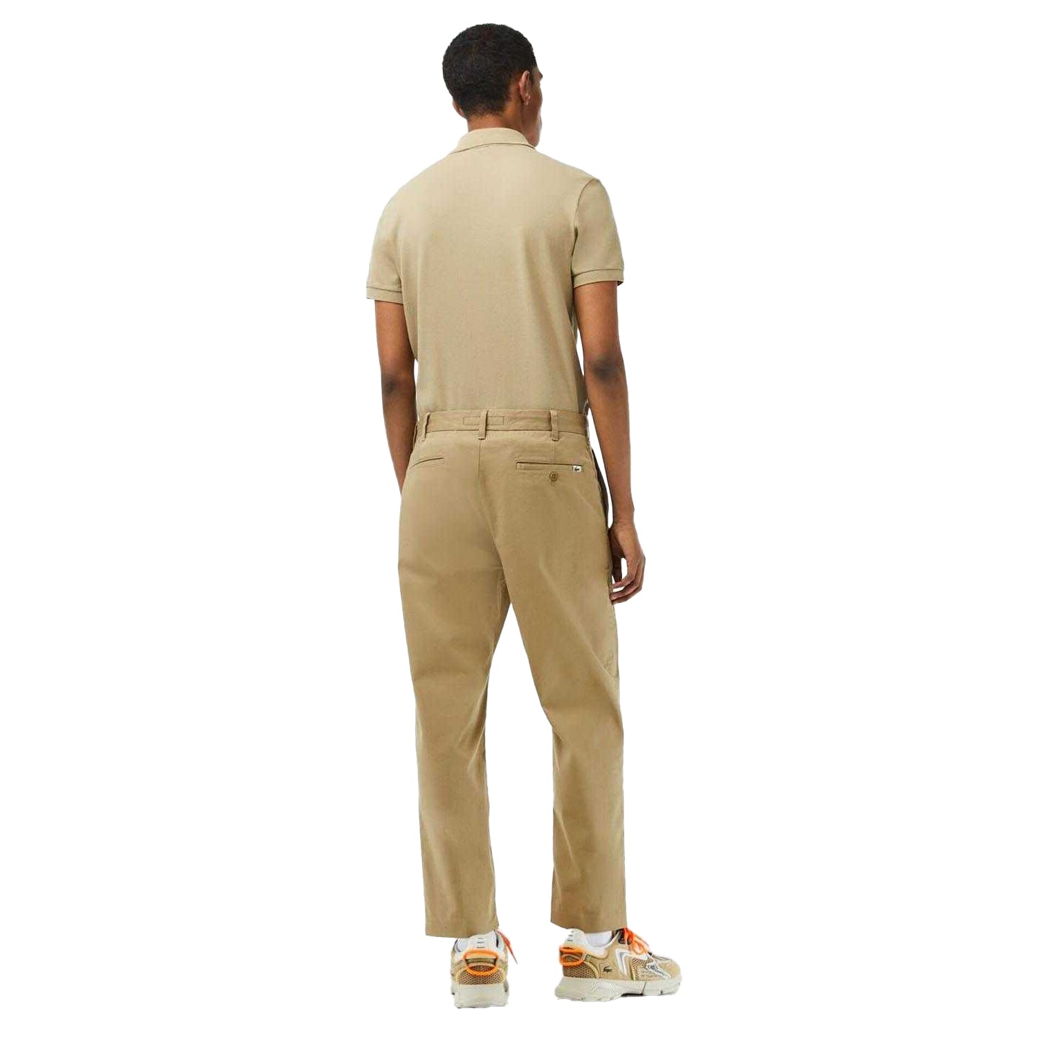 Brown - Back - Lacoste Mens Cotton Stretch Skinny Chinos