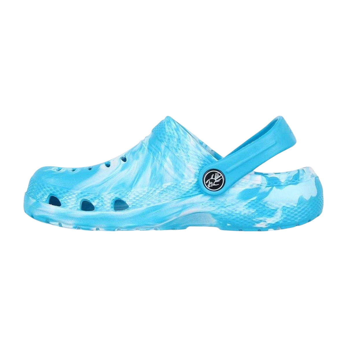 Blue - Side - Hot Tuna Childrens-Kids Marble Effect Clogs