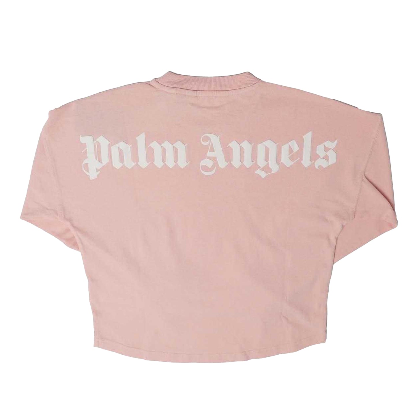 Pink-White - Back - Palm Angels Childrens-Kids Logo Long-Sleeved T-Shirt