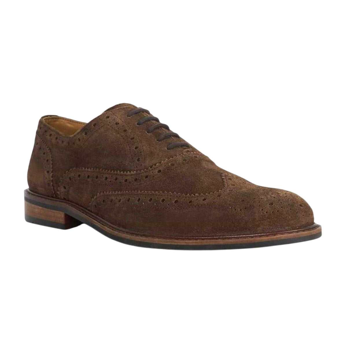 Brown - Side - Dune London Mens Baltics Suede Brogues