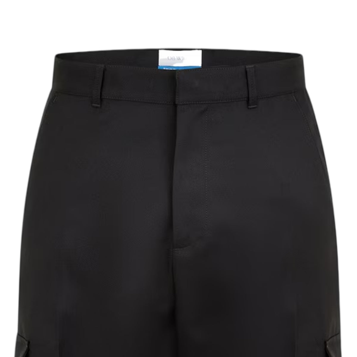 Black - Side - Off White Mens Drill Straight Cargo Trousers