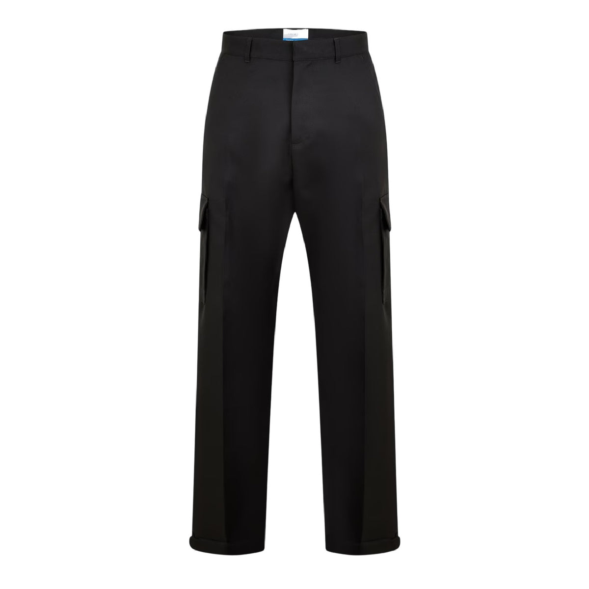 Black - Front - Off White Mens Drill Straight Cargo Trousers