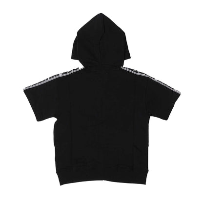 Black - Back - Off White Childrens-Kids Logo Short-Sleeved Full Zip Hoodie