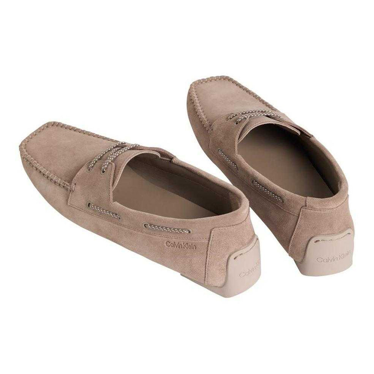 Taupe - Back - Calvin Klein Mens Monza Boat Flat Loafers
