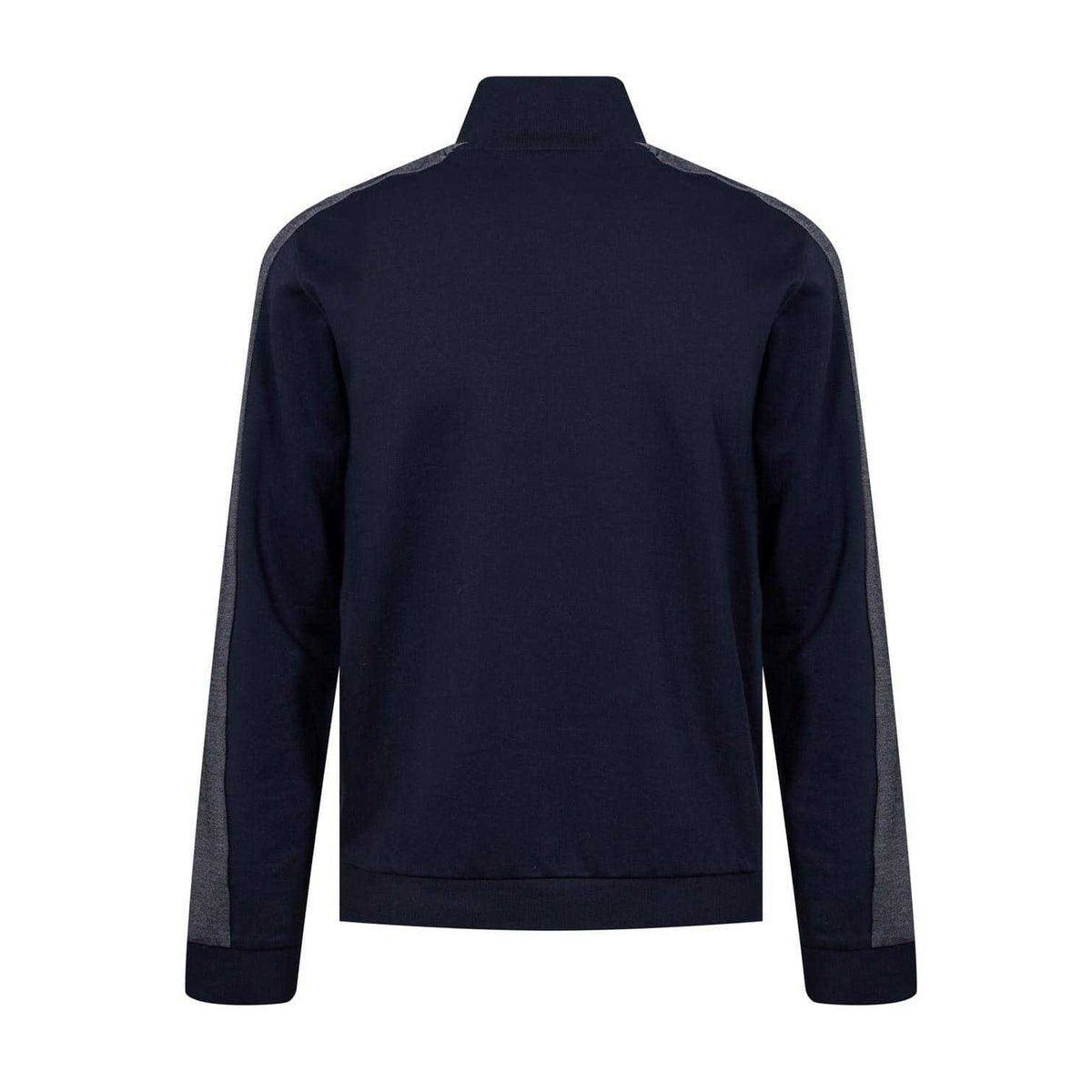 Navy-White - Back - Boss Mens Mock Neck Track Jacket