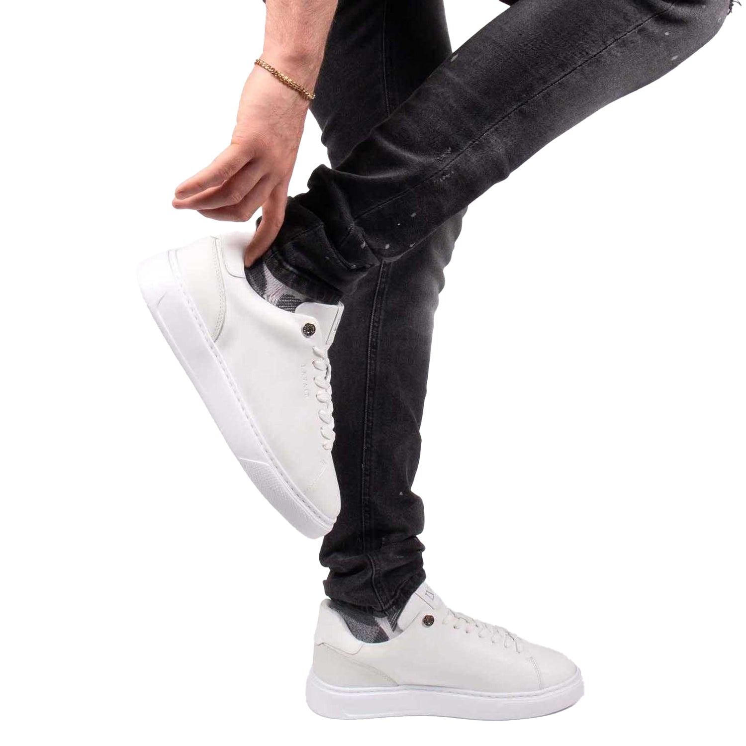 White - Side - Lavair Mens Solus 2.0 Italian Leather Trainers