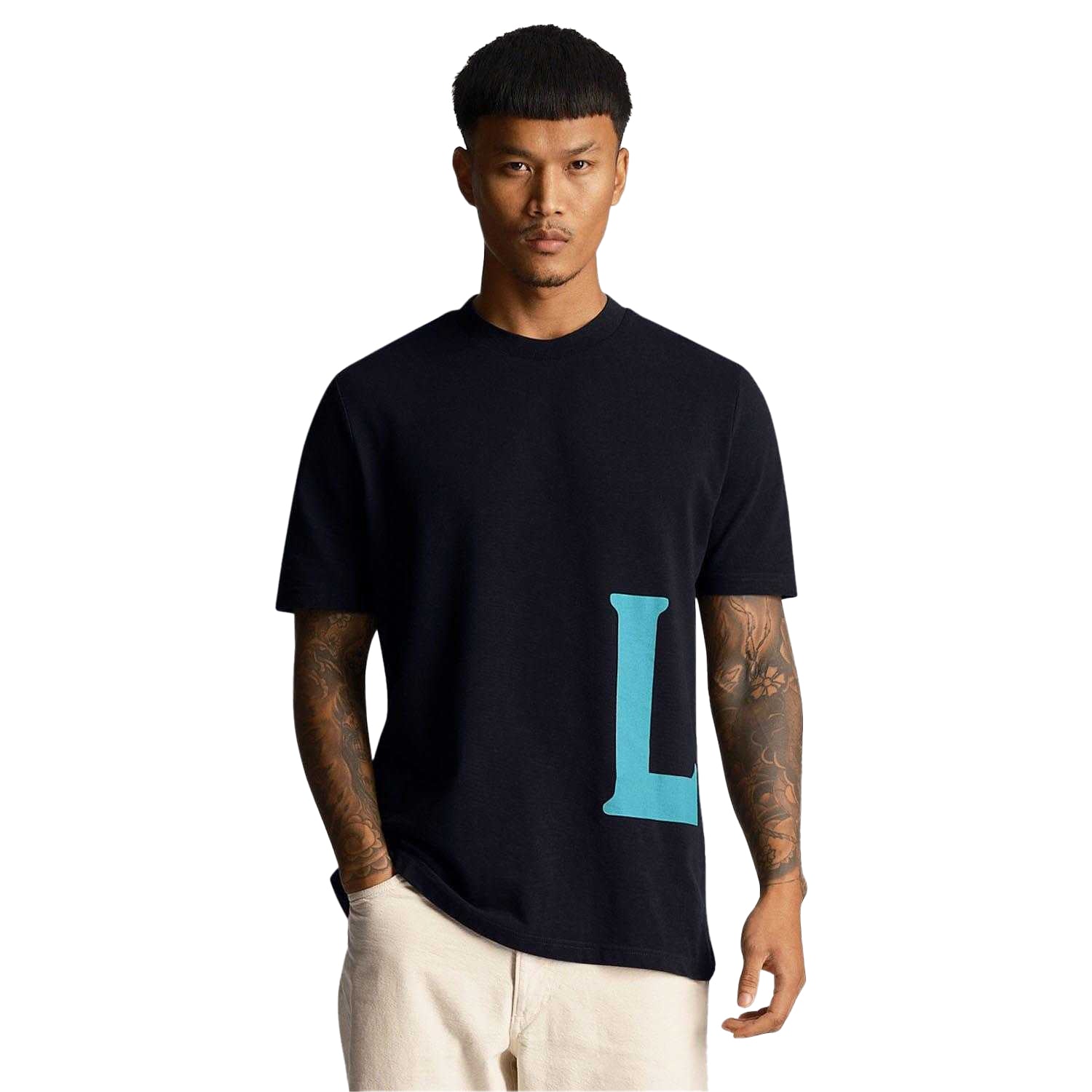 Navy - Side - Lyle & Scott Mens T-Shirt