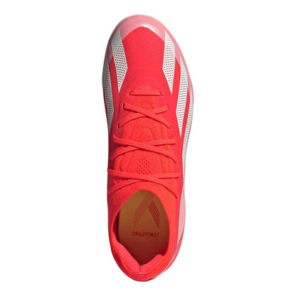Solar Red-Cloud White-Solar Yellow - Side - Adidas Childrens-Kids X Crazyfast Elite Firm Ground Football Boots