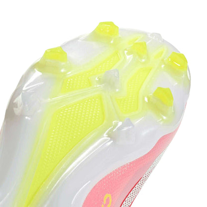 Solar Red-Cloud White-Solar Yellow - Close up - Adidas Childrens-Kids X Crazyfast Elite Firm Ground Football Boots