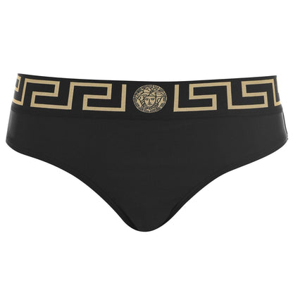 Black - Front - Versace Womens-Ladies Geometric Taped Bikini Bottoms