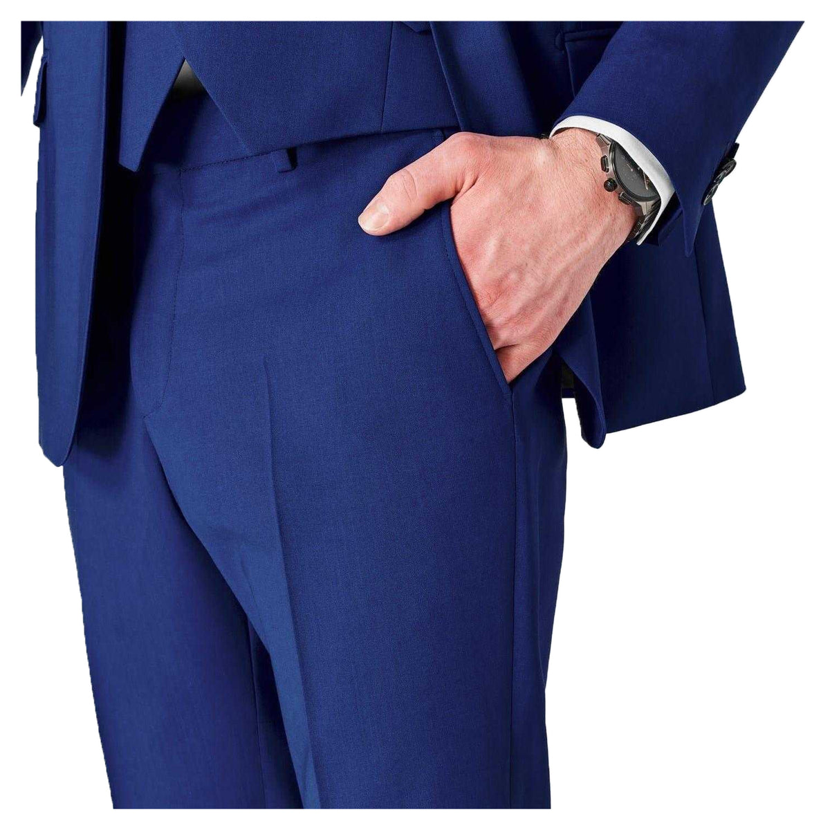 Bright Blue - Side - Without Prejudice Mens Perrin Slim Suit Trousers