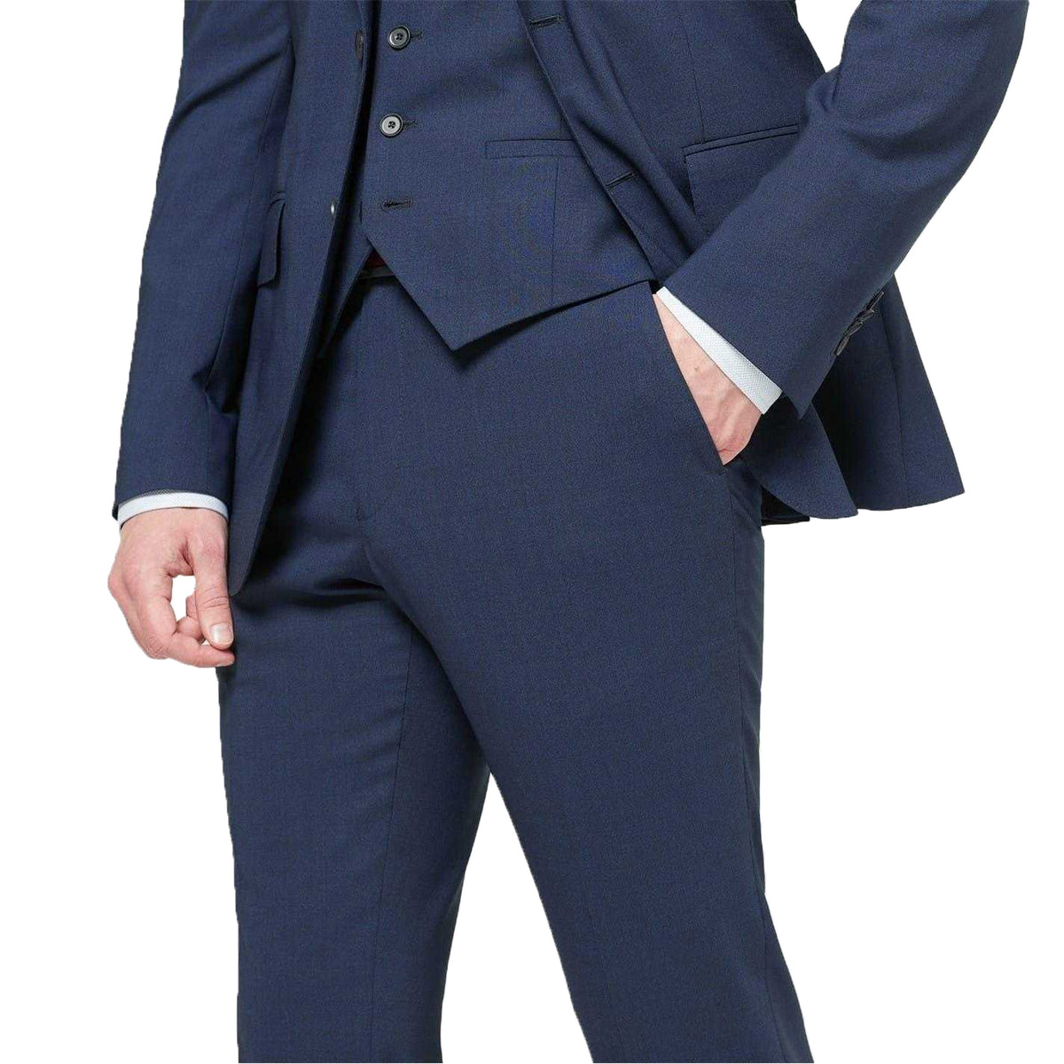 Navy - Side - Mayfair Mens Wilder Tailored Suit Trousers