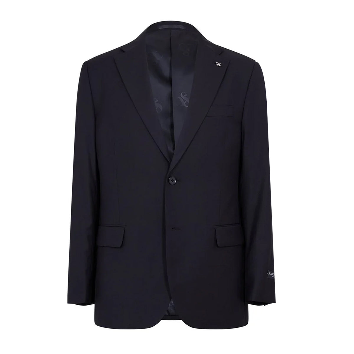 Black - Back - Scotch Mens Plain Single-Breasted Suit Set