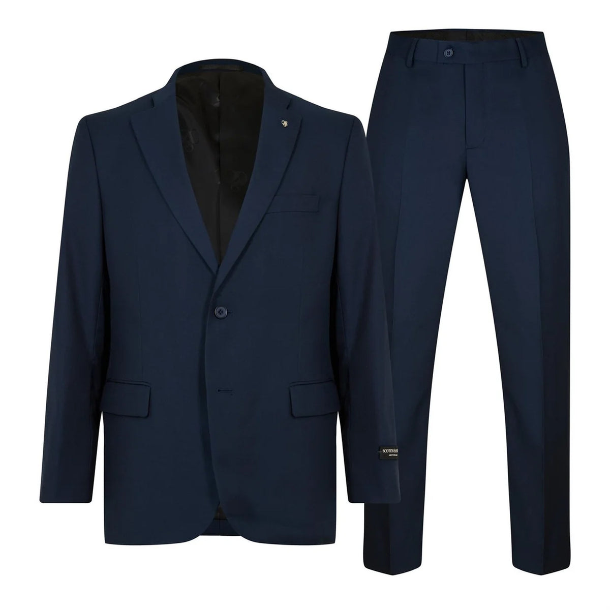 Navy - Front - Scotch Mens Plain Single-Breasted Suit Set