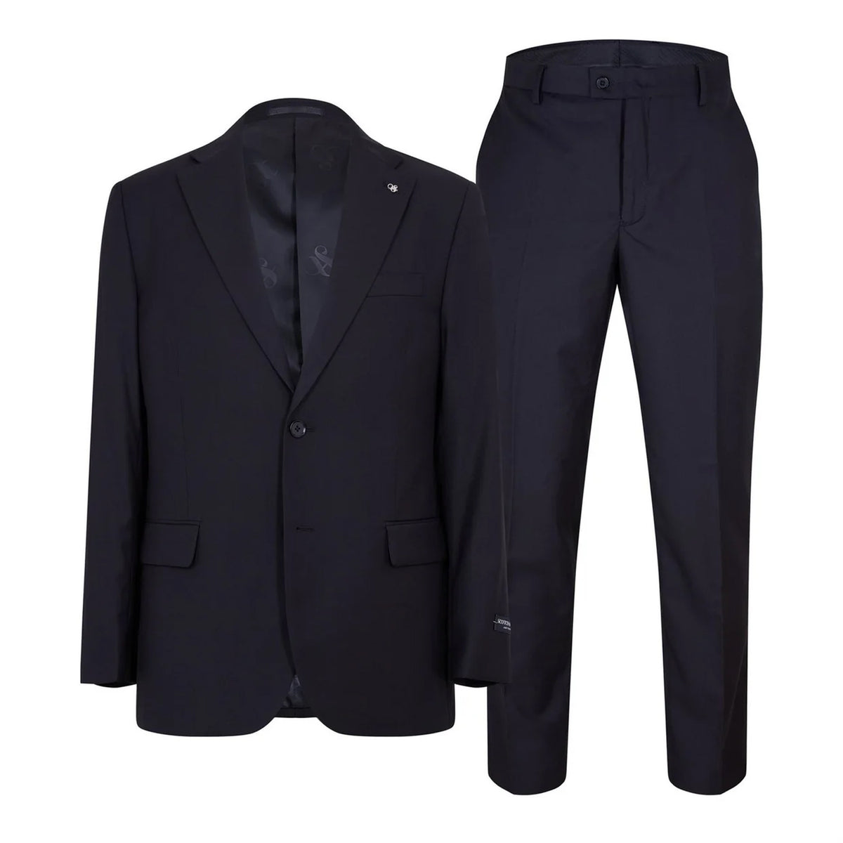 Black - Front - Scotch Mens Plain Single-Breasted Suit Set