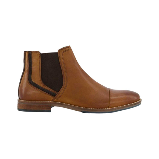Tan - Front - Dune London Mens Chappy Leather Chelsea Boots