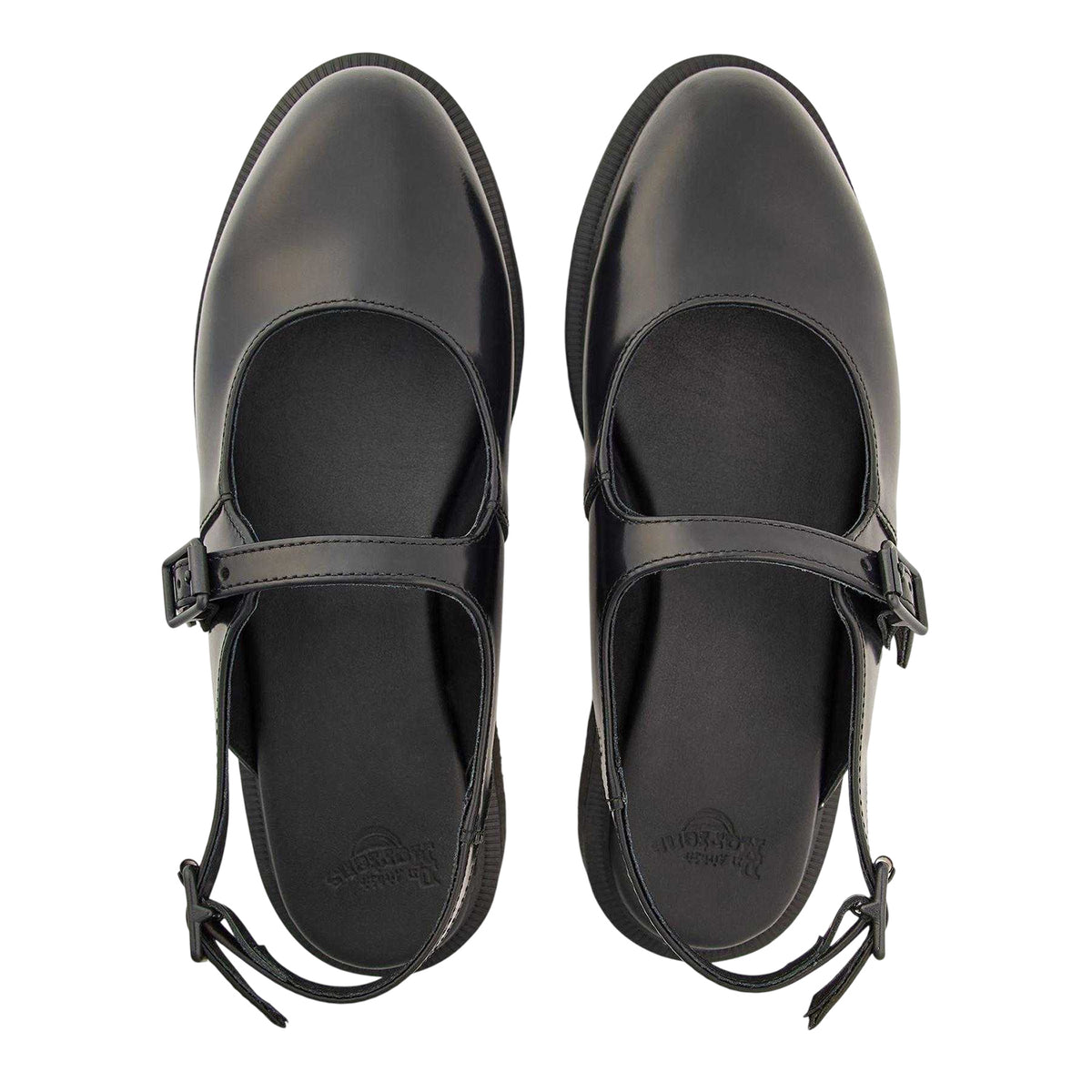 Black - Side - Dr Martens Womens-Ladies Madaline Leather Sling Back Mary Janes