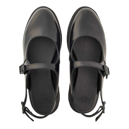 Black - Side - Dr Martens Womens-Ladies Madaline Leather Sling Back Mary Janes