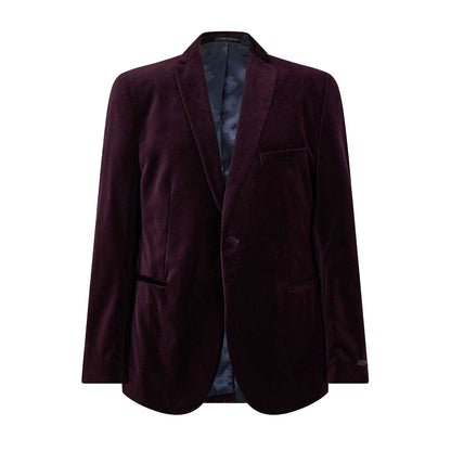 Burgundy - Front - Ted Baker Mens Baker Velvet Formal Jacket