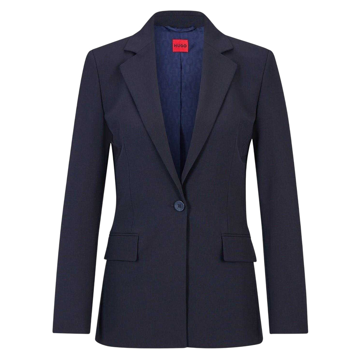 Dark Blue - Front - Hugo Womens-Ladies Lapel Collar Regular Suit Jacket