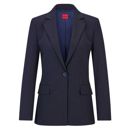 Dark Blue - Front - Hugo Womens-Ladies Lapel Collar Regular Suit Jacket