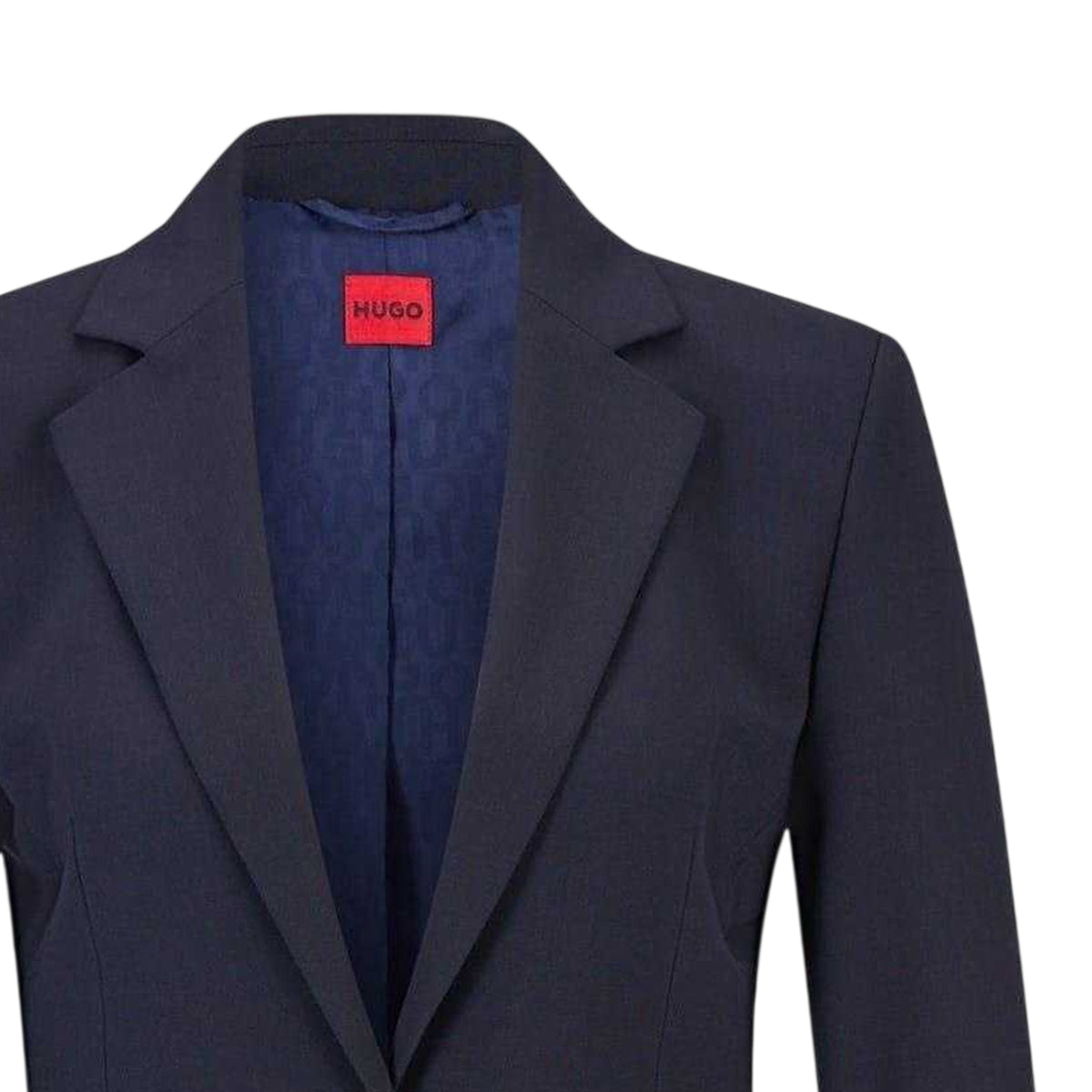 Dark Blue - Back - Hugo Womens-Ladies Lapel Collar Regular Suit Jacket