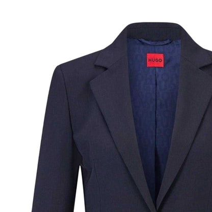 Dark Blue - Side - Hugo Womens-Ladies Lapel Collar Regular Suit Jacket