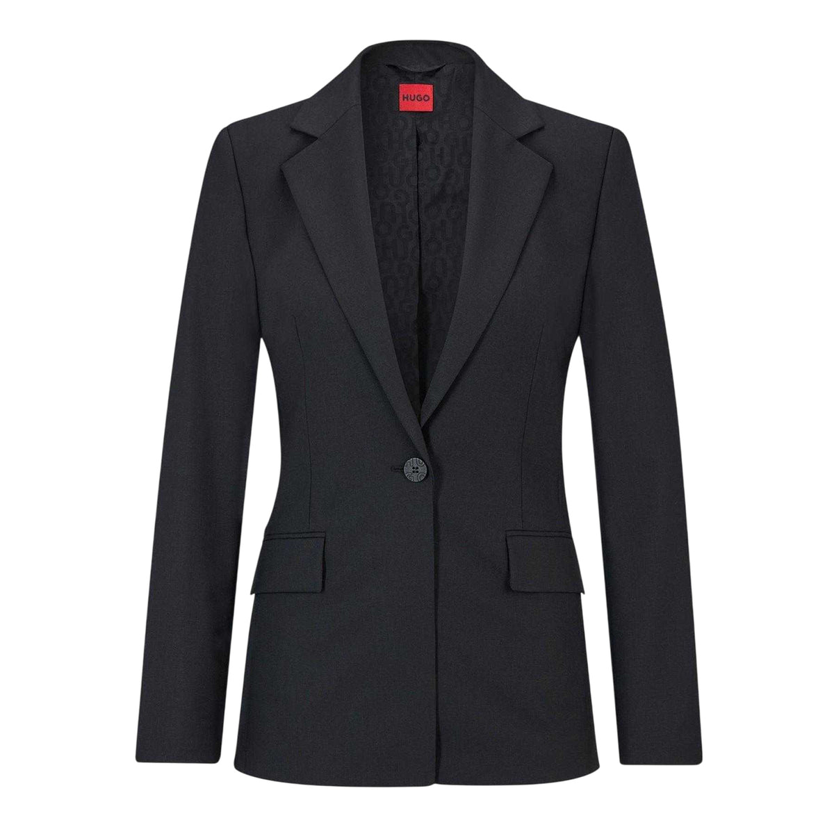Black - Front - Hugo Womens-Ladies Lapel Collar Regular Suit Jacket