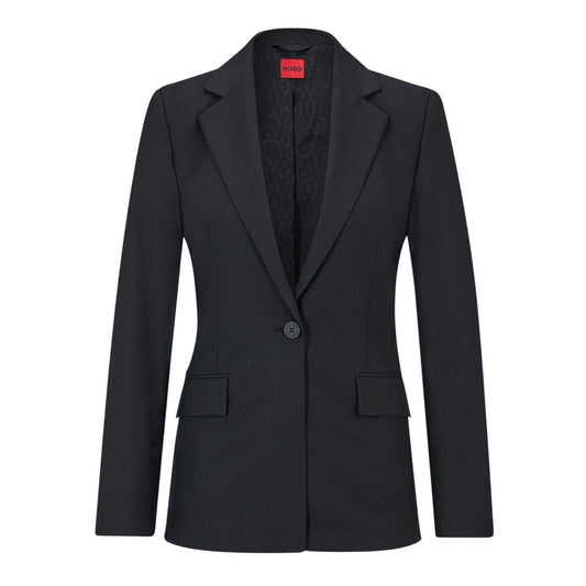 Black - Front - Hugo Womens-Ladies Lapel Collar Regular Suit Jacket